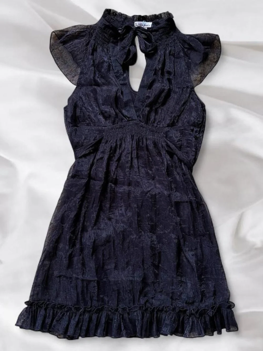 Goth Black Ruffled Mini Dress - Picture 2 of 4